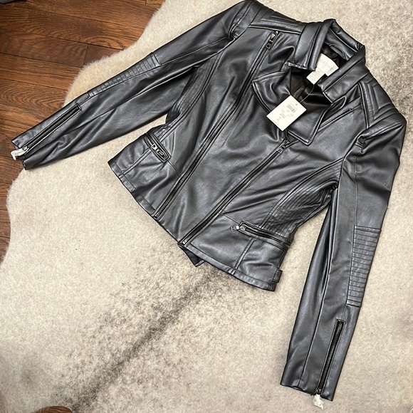 NWT! Cache Pewter Faux Leather Jacket - Picture 10 of 16